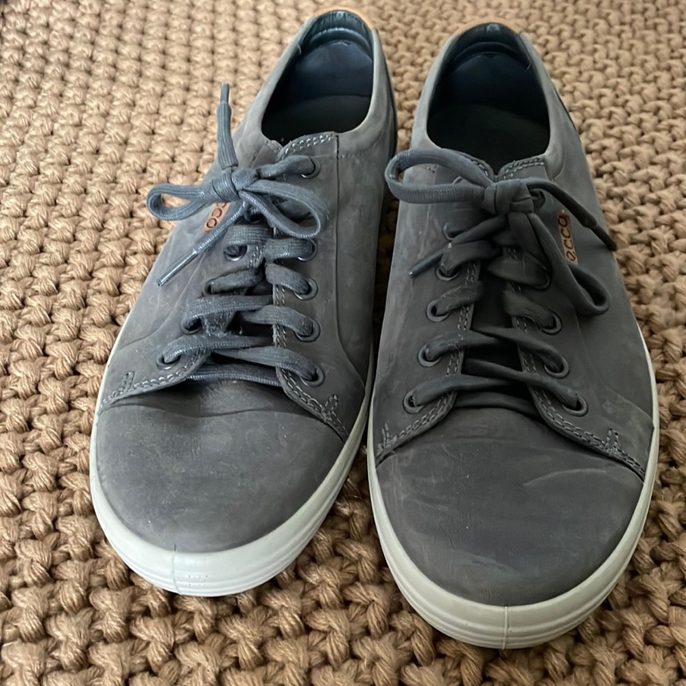 Ecco Men's Gray Leather Lace-Up Oxfords